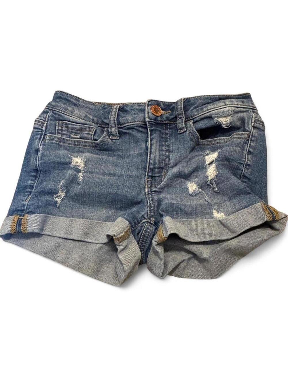 low rise denim shortie shorts